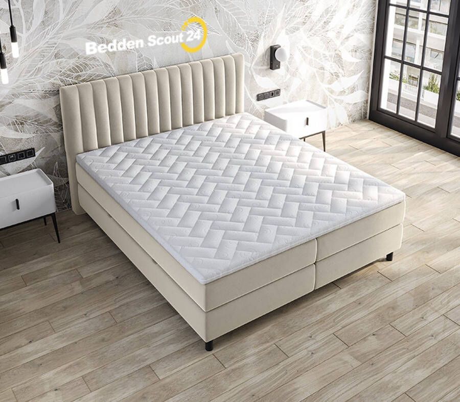 Beddenscout24 Boxspring bed met opbergruimte 160x200 cm Beige Opbergbed Wanda