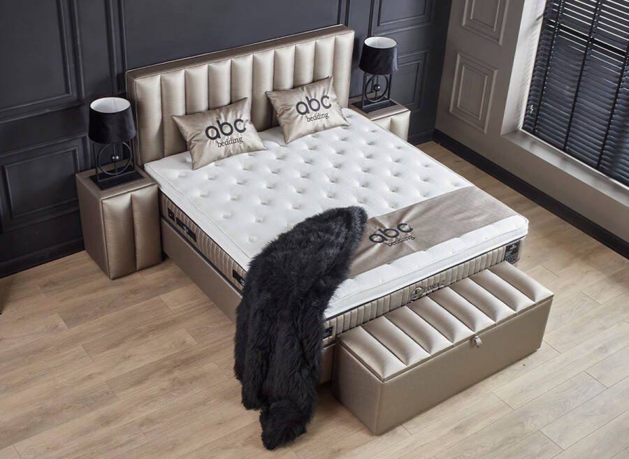Beddenscout24 Boxspring bed met opbergruimte 160x200 cm Bronze Leonar