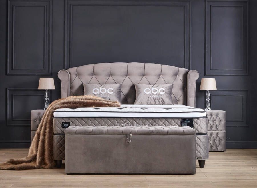 Beddenscout24 Boxspring bed met opbergruimte 160x200 cm Grijs Hadise
