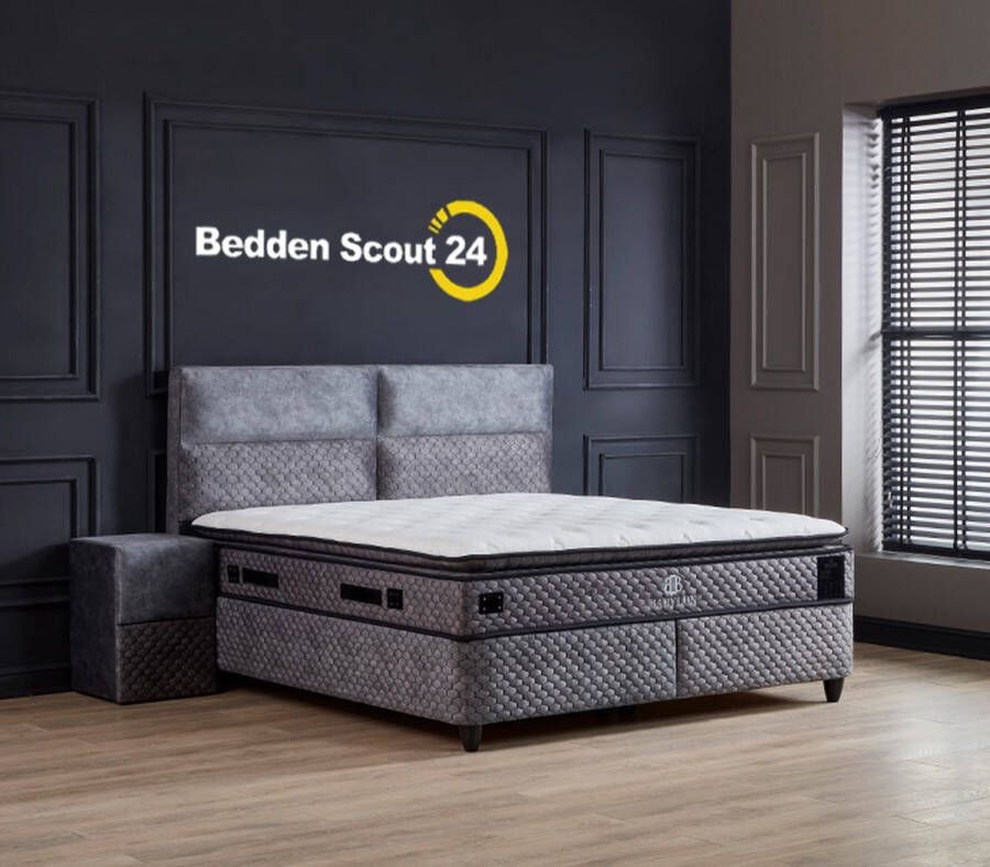 Beddenscout24 Boxspring bed met opbergruimte 160x200 cm Grijs Ophelia