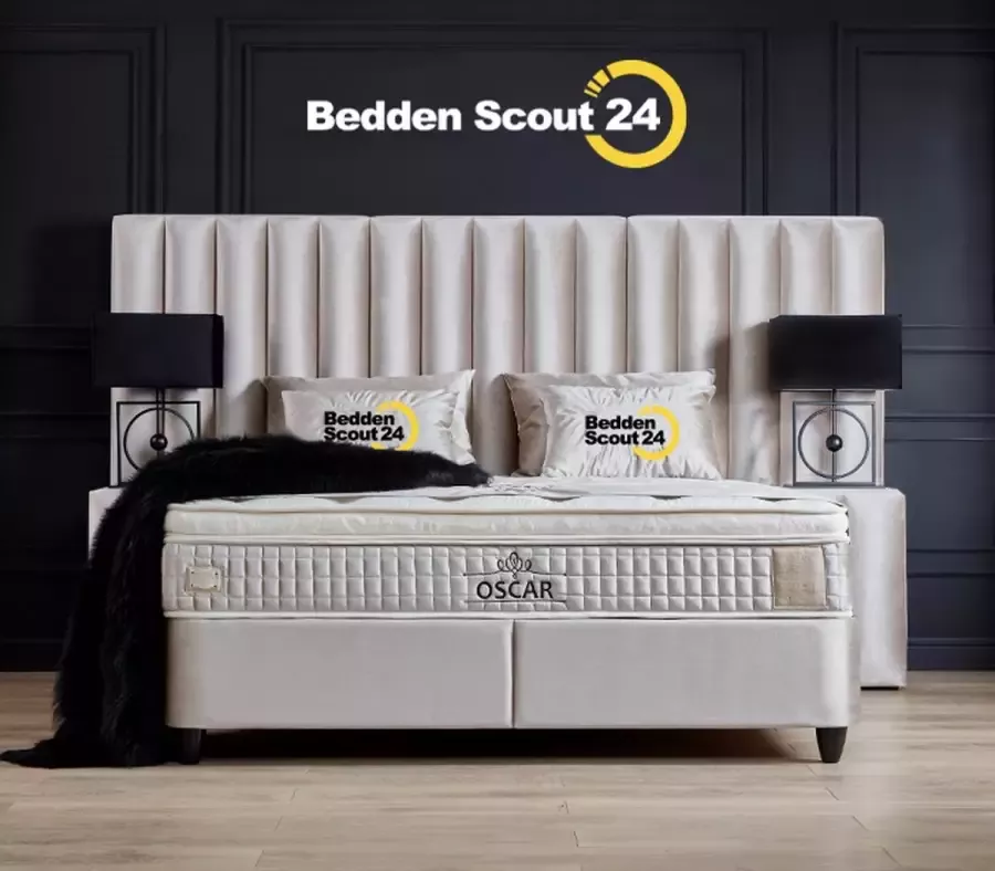 Beddenscout24 Boxspring bed met opbergruimte 180x200 cm Beige Oscar Inclusief 30 cm matras en topper HR- Koudschuim - Foto 2