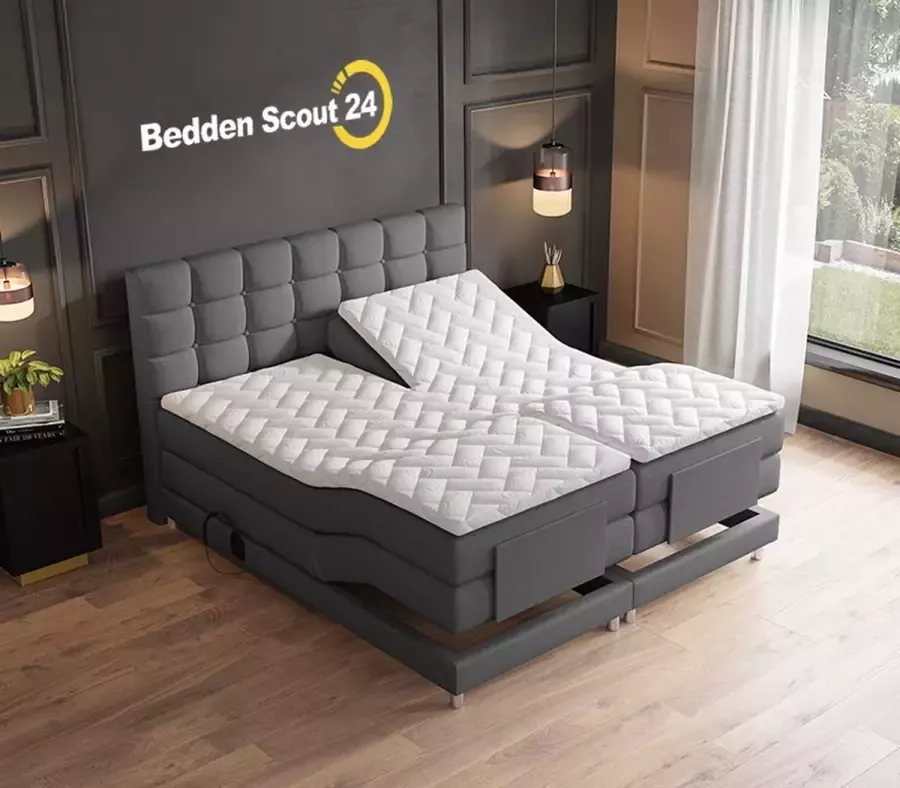 Beddenscout24 Elektrische Boxspring Dublin Grijs 180x200 Compleet Gratis Levering