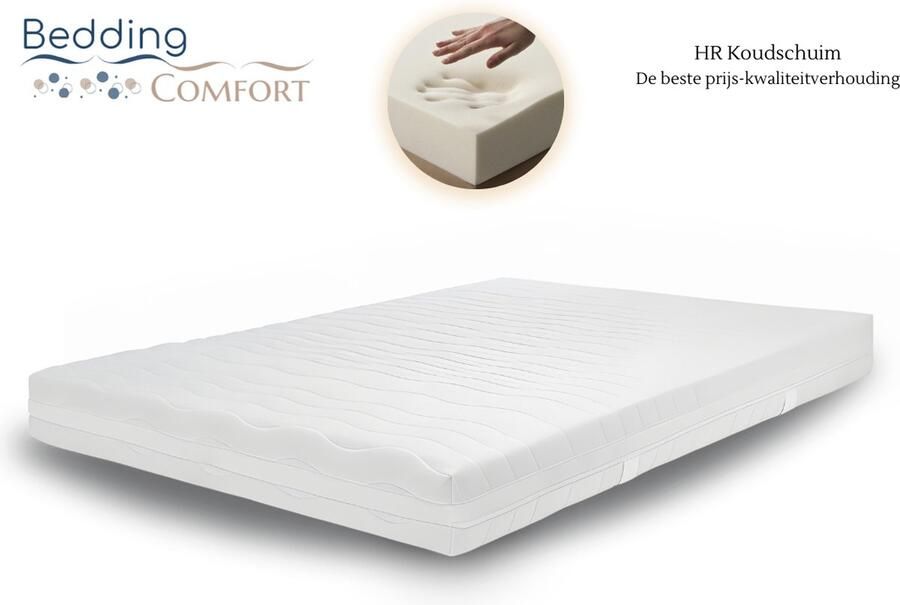 Beddingcomfort Matras 180x200 Dikte 20cm HR koudschuim & Hybrid Wasbare Tijk met Clima-vezel Hotelkwaliteit Ventilerend & Hygiënisch Gratis Retourneren Gemaakt in Nederland