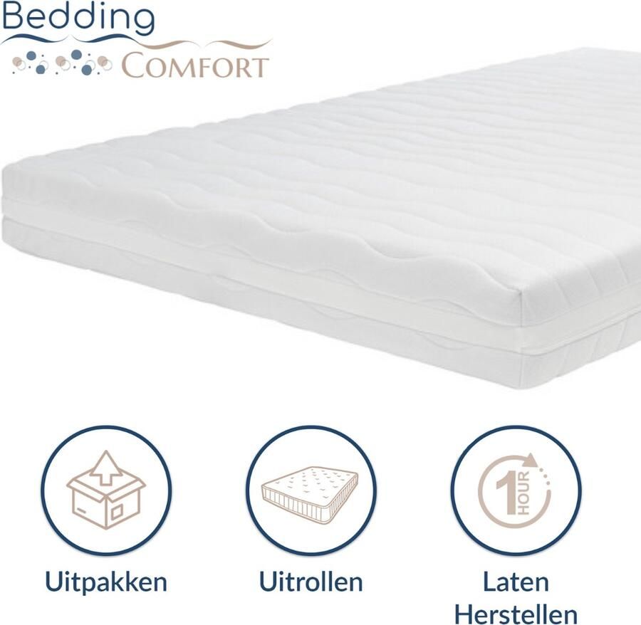 Beddingcomfort Matras 90x200 Dikte 20cm HR koudschuim & Hybrid Wasbare Tijk met Clima-vezel Hotelkwaliteit Ventilerend & Hygiënisch Gratis Retourneren Gemaakt in Nederland