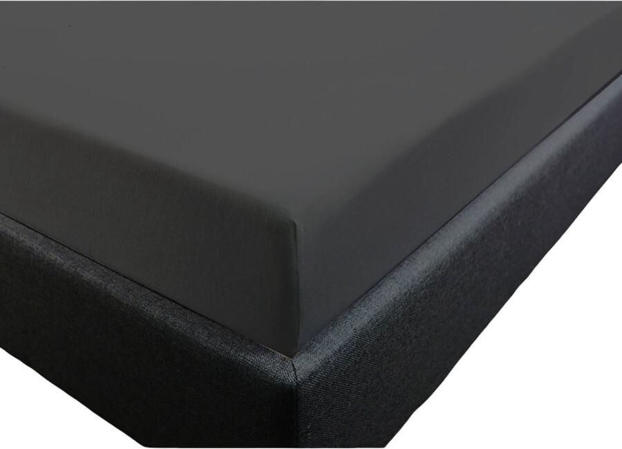 Bedlin Hoeslaken 100% Katoen-Jersey 200 x 220 cm Extra breed Boxspring Donker Grijs