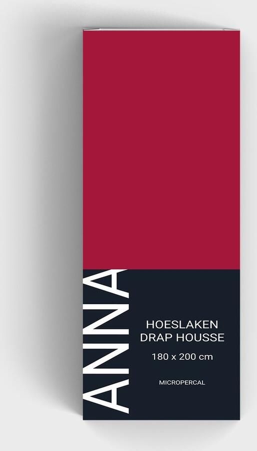 Bedlin Hoeslaken voor matras Micropercal Strijkvrij & zijdezacht Lits-Jumeaux 180x200cm Fuchsia Rood