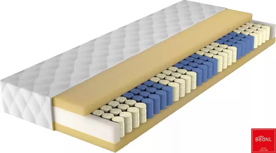 BedNL Matras Pocketveren + 4 cm Latex – 130x190x23 cm