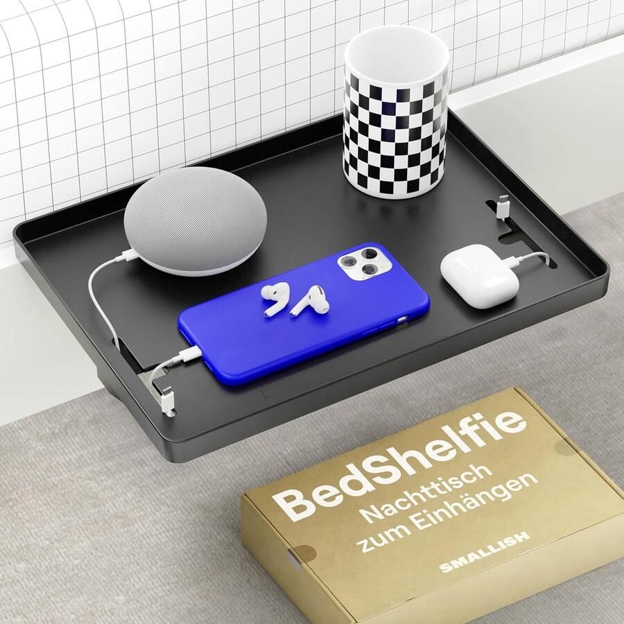 BedShelfie Bedplank Zwart Bed Stapelbed Tray Organizer