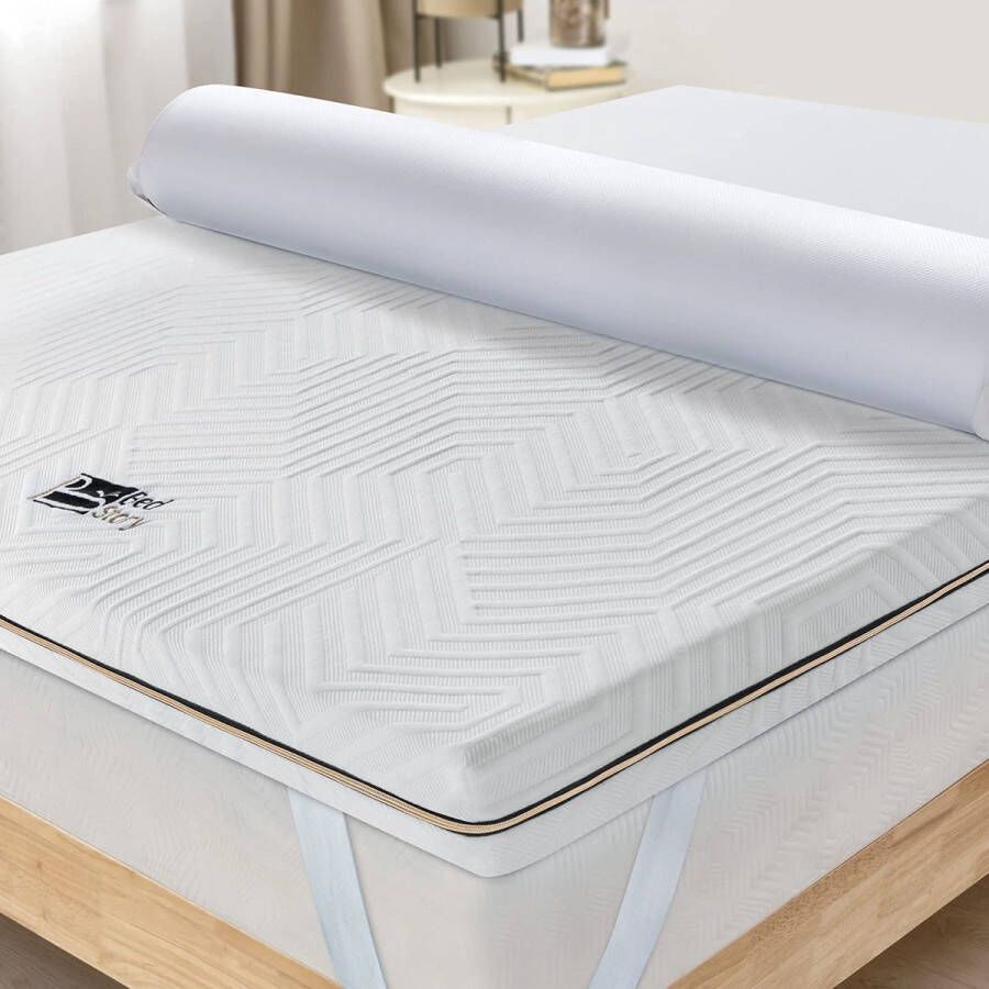 Bedstory Topper Topmatras 90x200 7 5 cm dik Bamboe Koudschuim CertiPUR-US Gecertificeerd Gel Matras Topdek Wasbare Hoes met Rits Ergonomisch Design Geschikt voor Alle Slaapposities - Foto 2
