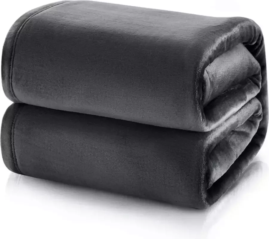 Bedsure BERKATMARKT fleece deken voor bed en bank donkergrijs XXL 270x230cm grote deken voor tweepersoonsbed super zachte donzige deken voor woonkamer en slaapkamer