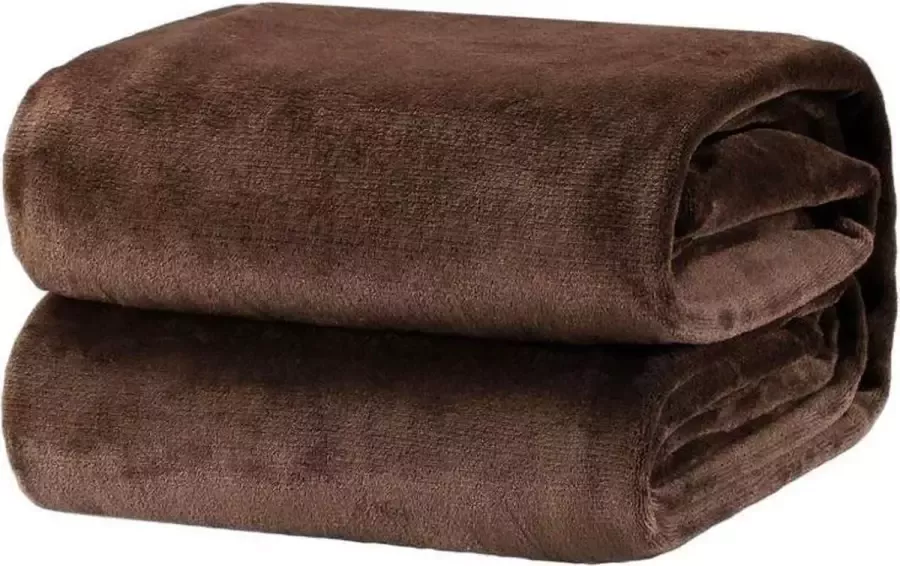Bedsure Deken Fleece Warm Zacht in Bed Sofa Donkerbruin 150x200cm