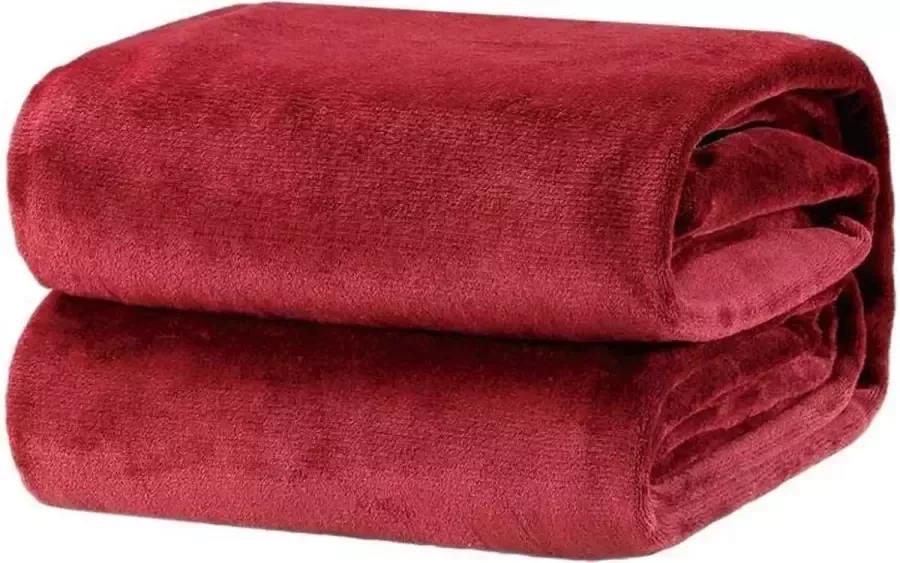Bedsure Deken Fleece Warm Zacht in Bed Sofa Rood 130x150cm