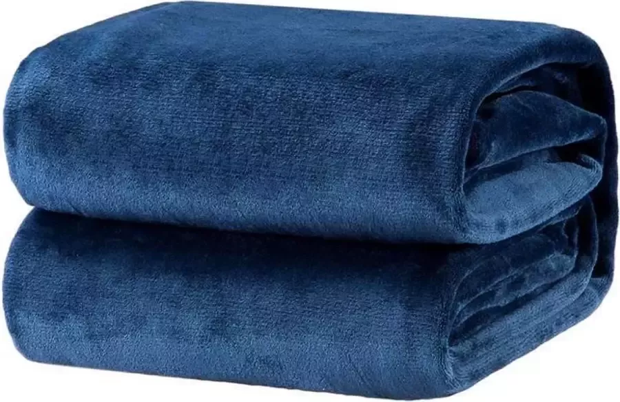 Bedsure Deken Fleece Warm Zacht in Bed Sofa Voor 2 Donkerblauw 220x240cm