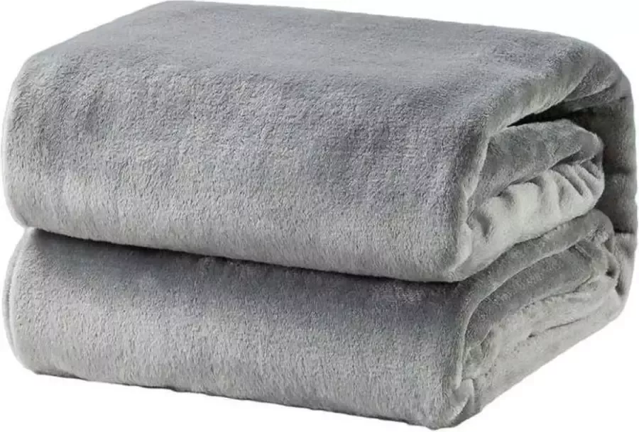 Bedsure Deken Fleece Warm Zacht in Bed Sofa Voor 2 Grijs 220x240cm