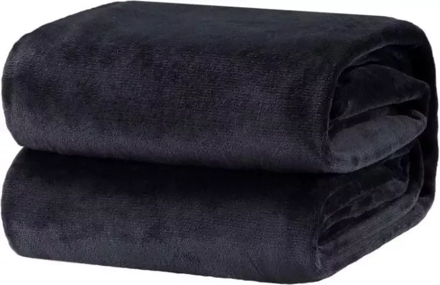 Bedsure Deken Fleece Warm Zacht in Bed Sofa Zwart 130x150cm