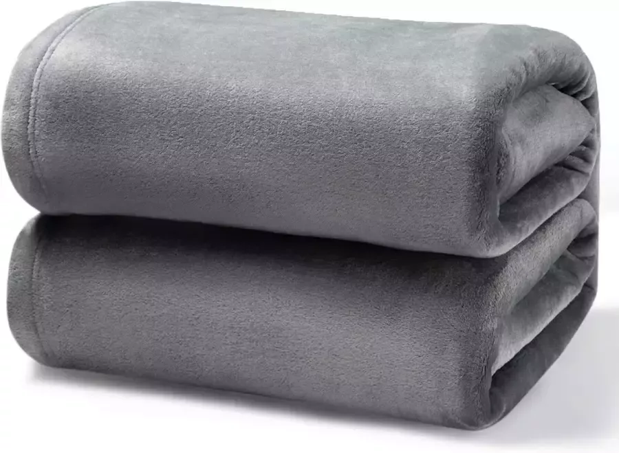 Bedsure Large Size Fleece Blanket – Grey Fleece Blanket 230 x 270 cm Double Bed Cover Flannel Sofa Blanket Soft and Warm