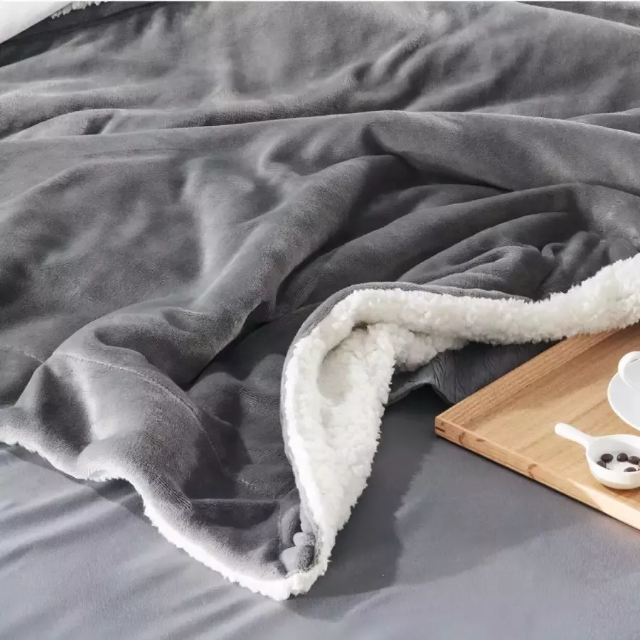 Bedsure sherpa deken fleece microvezel voor bed en bank grijs 150x200cm super zachte donzige deken voor woonkamer en slaapkamer