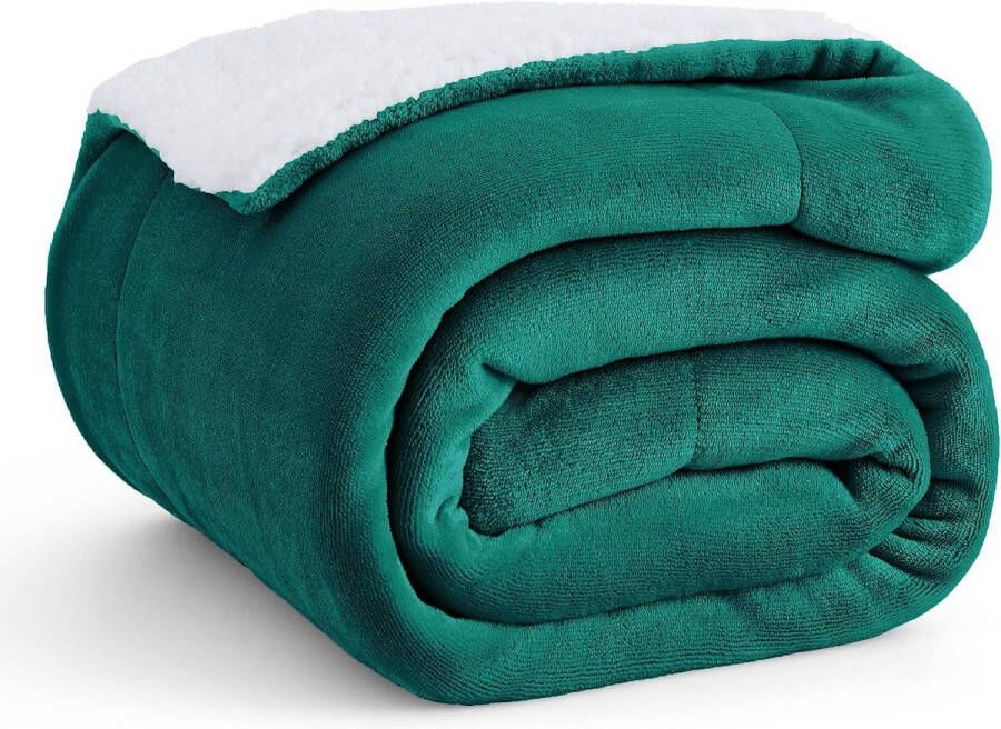 Bedsure SHOP YOLO -Deken -knuffeldeken -fleece deken- sprei voor bank bed of bank-150 x 200-Donkergroen