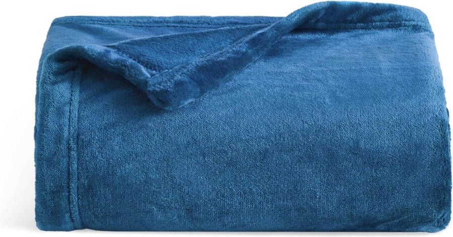 Bedsure SHOP YOLO Fleece deken Beddensprei knuffeldeken bank deken 150 x 200 cm blauw