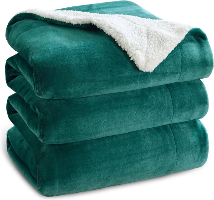 Bedsure SHOP YOLO -fleece deken-knuffeldeken sprei voor bank bed -220x240-Donkergroen