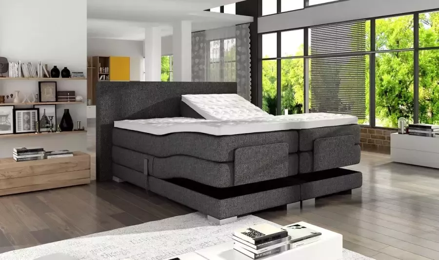 Bedworld Collection 180x200 Electrische boxspring Ampera grijs medium ligcomfort 65 cm zithoogte