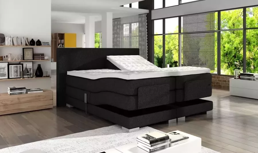 Bedworld Collection 180x200 Electrische boxspring Ampera zwart medium ligcomfort 65 cm zithoogte