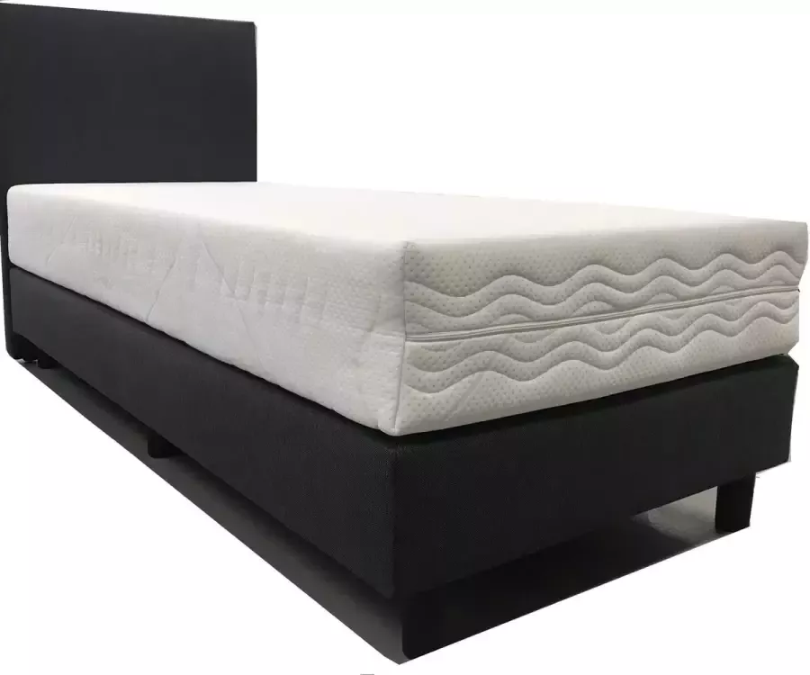 Bedworld Collection Bedworld Boxspring 1 persoons bed Eenpersoons bed 100x200 cm Met Matras Antraciet