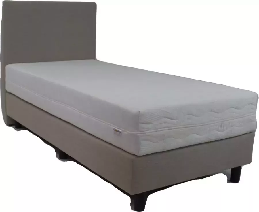 Bedworld Collection Bedworld Boxspring 1 persoons bed Eenpersoons bed 100x210 cm Met Matras Beige
