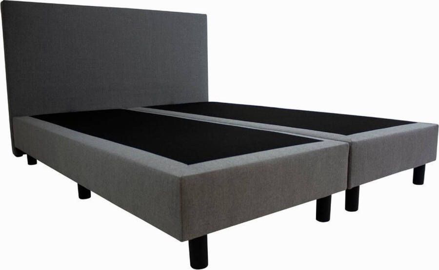 Bedworld Collection Bedworld Boxspring 160x210 zonder Matras 2 Persoons Bed Massieve Box met Luxe Hoofdbord Grijs
