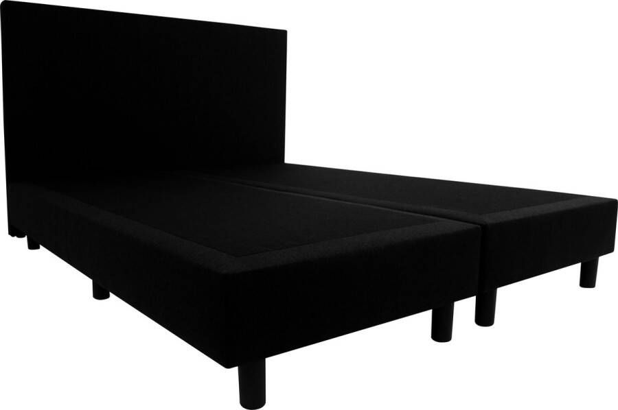 Bedworld Collection Bedworld Boxspring 160x220 zonder Matras 2 Persoons Bed Massieve Box met Luxe Hoofdbord Zwart