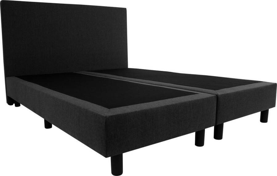 Bedworld Collection Bedworld Boxspring 200x200 zonder Matras 2 Persoons Bed Massieve Box met Luxe Hoofdbord Antraciet