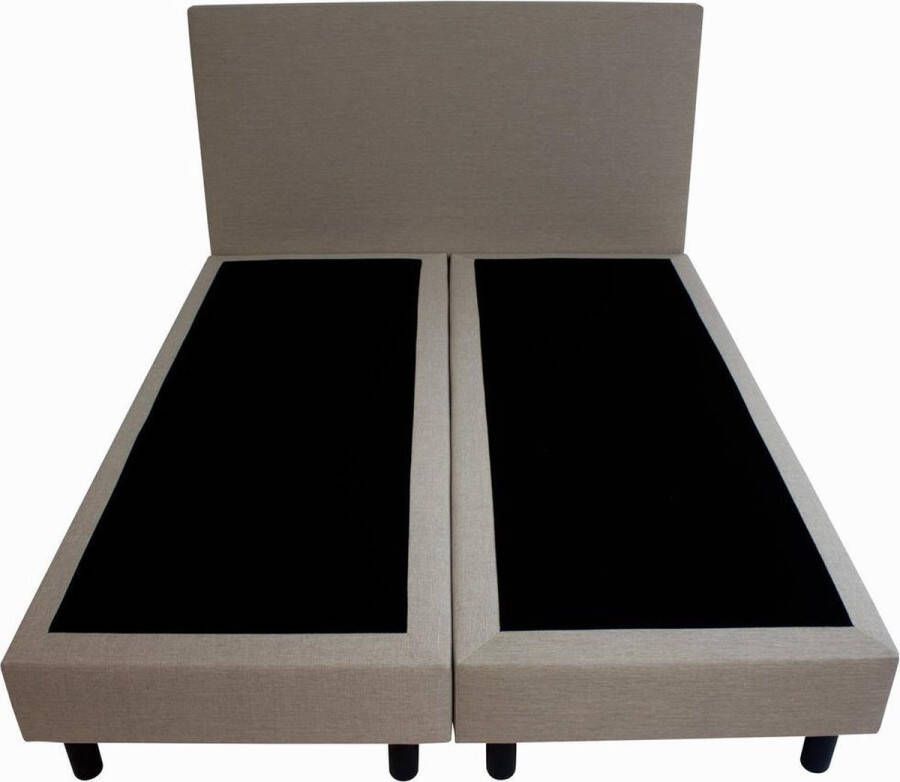 Bedworld Collection Bedworld Boxspring 200x200 zonder Matras 2 Persoons Bed Massieve Box met Luxe Hoofdbord Creme