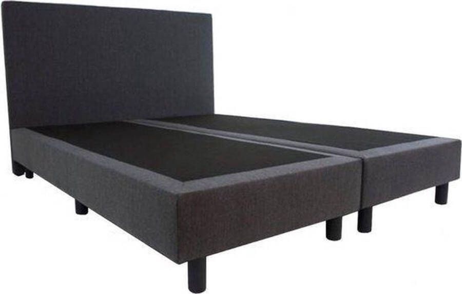 Bedworld Collection Bedworld Boxspring 200x210 zonder Matras 2 Persoons Bed Massieve Box met Luxe Hoofdbord Antraciet