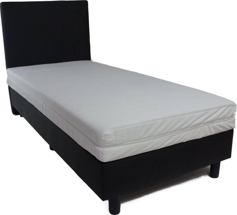 Bedworld Collection Bedworld Boxspring 90x200 cm met Matras Luxe Hoofdbord Gestoffeerd Pocketvering Matras Grijs