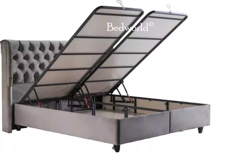 Bedworld Collection Bedworld Boxspring met Opbergruimte 180x200 cm Bed met Opbergruimte Met Micropocket Koudschuim Matras