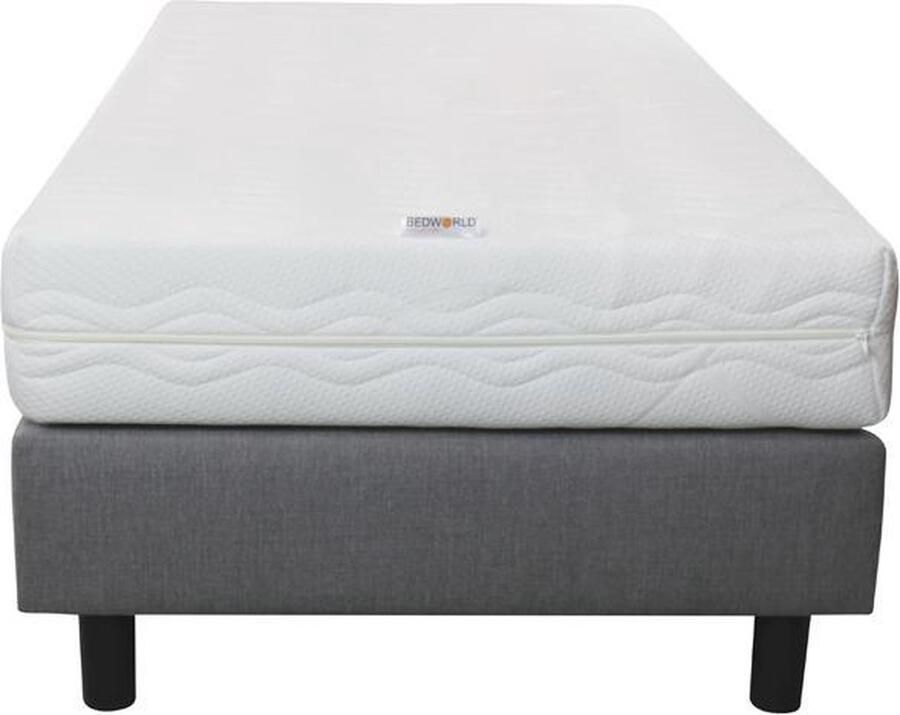 Bedworld Collection Bedworld Boxspring 90x220 cm met Matras Pocketvering Matras Gestoffeerd Massieve Box Grijs