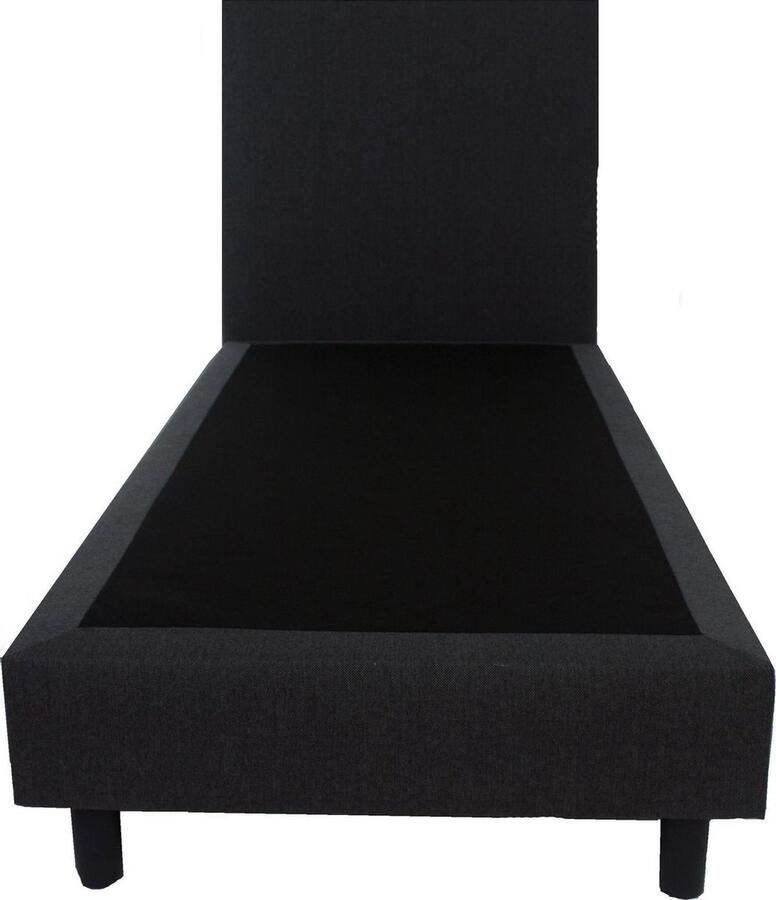 Bedworld Collection Bedworld Boxspring 90x220 zonder Matras 1 Persoons Bed Massieve Box met Luxe Hoofdbord Antraciet