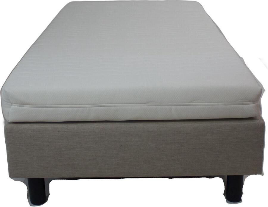 Bedworld Collection Bedworld Boxspring 90x220 cm met Matras Pocketvering Matras Gestoffeerd Massieve Box Beige