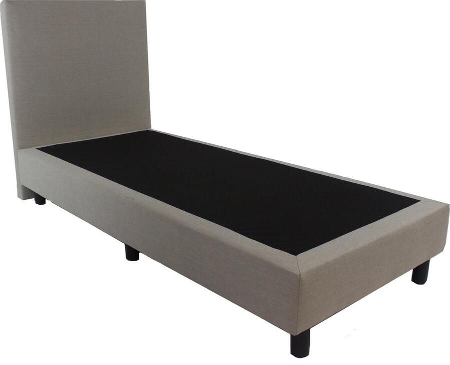 Bedworld Collection Bedworld Boxspring 90x220 Luxe Hoofdbord Gestoffeerd Massieve Box 1 Persoons Bed Hout Creme