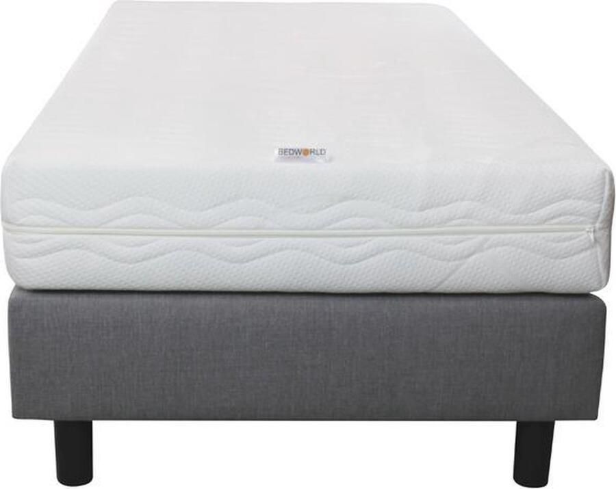 Bedworld Collection Boxspring grijs 90x210 inclusief matras pocketvering 20 dik soepel ligcomfort