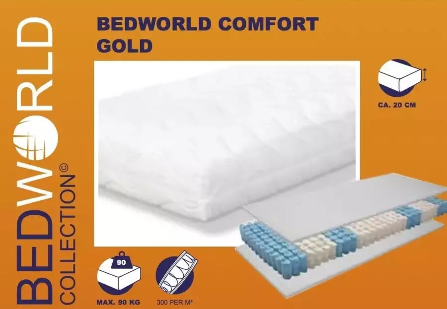 Bedworld Collection Bedworld Comfort Gold Matras 180x200 Soepel