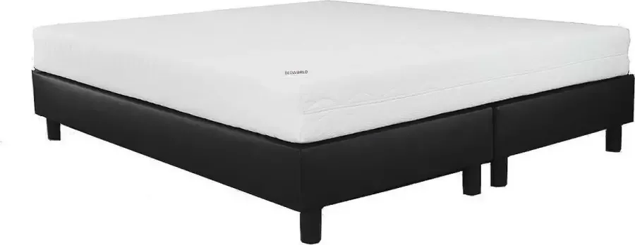 Bedworld Collection Boxspring 160x200 Skai zwart inclusief matras pocket koudschuim 160x200