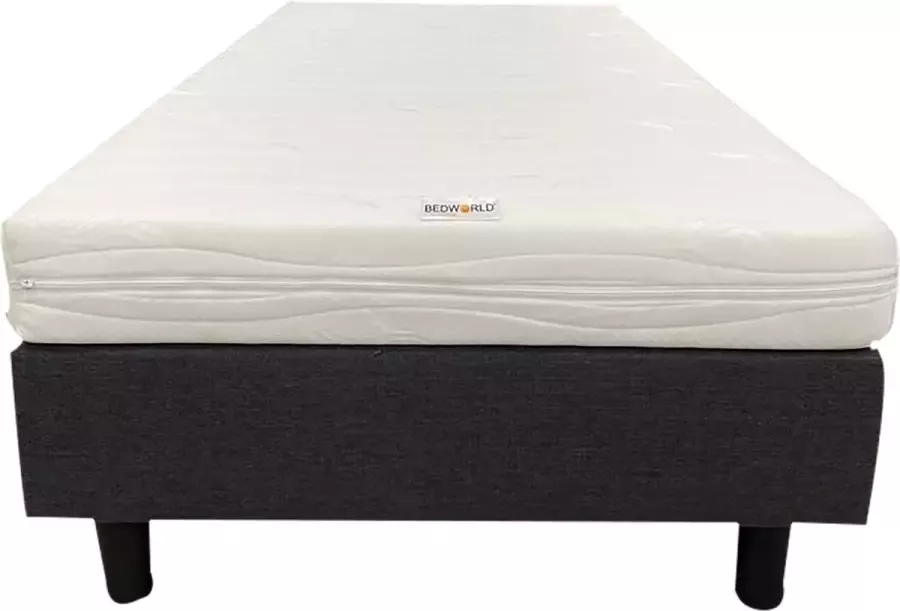 Bedworld Collection Boxspring antraciet 80x200 inclusief logeer matras hard ligcomfort