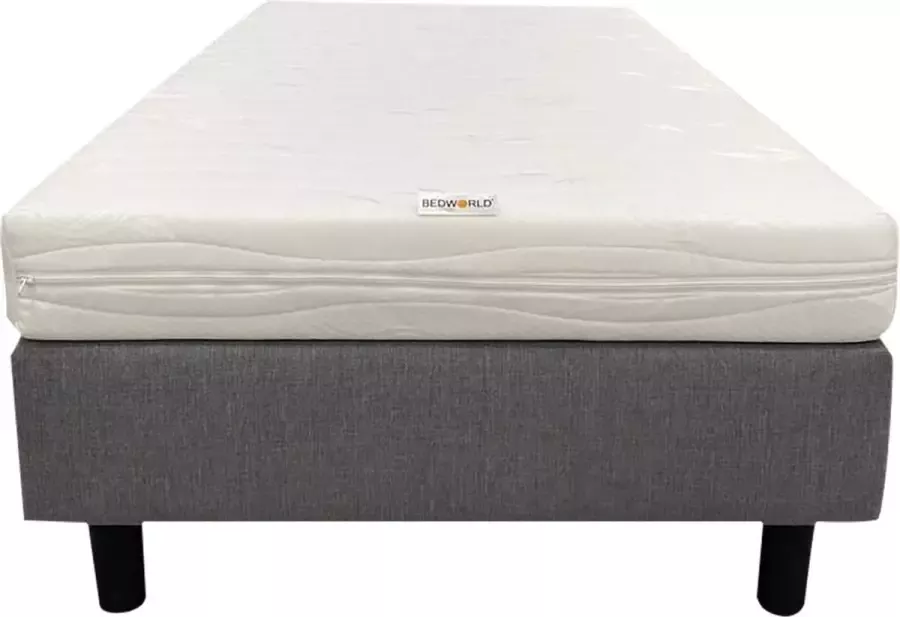 Bedworld Collection Boxspring grijs 80x200 inclusief logeer matras hard ligcomfort