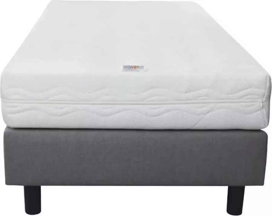 Bedworld Collection Boxspring grijs 80x200 inclusief matras pocketvering 20 dik soepel ligcomfort