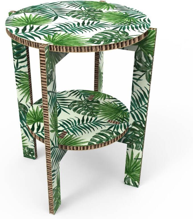 Bee Connect Bijzettafel Ann Tropical Groen Bijzet tafeltje Tafel design Gerecycled Karton Duurzaam
