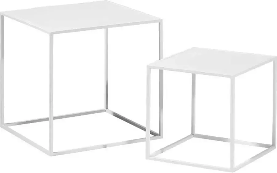 Beekwilder LVT Quadro White Tafel Set 40cm en 30cm Wit Kubus Plantentafel