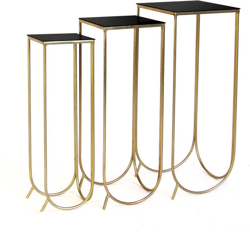 Beekwilder LVT zuiltafel set van drie goud zwart side-table
