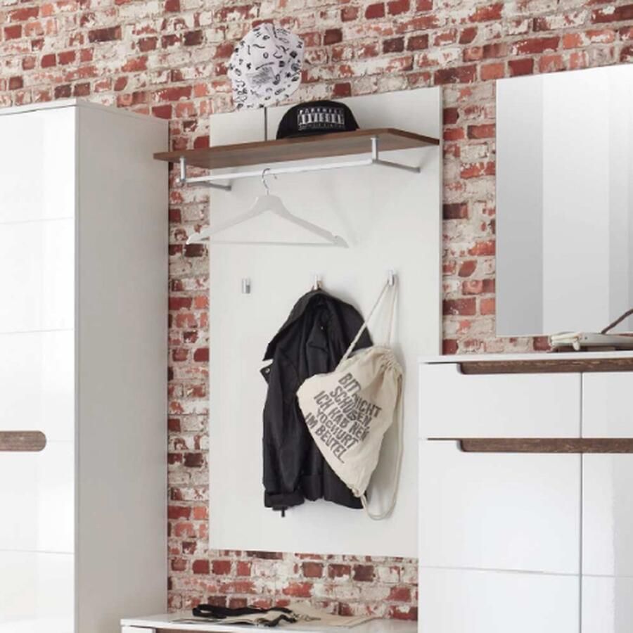 Bega Consult Wandkapstok Nuro 3 haken met hoedenplank en roede wit Woonaccessoires outlet Wit MDF Woonaccessoires outlet Op voorraad