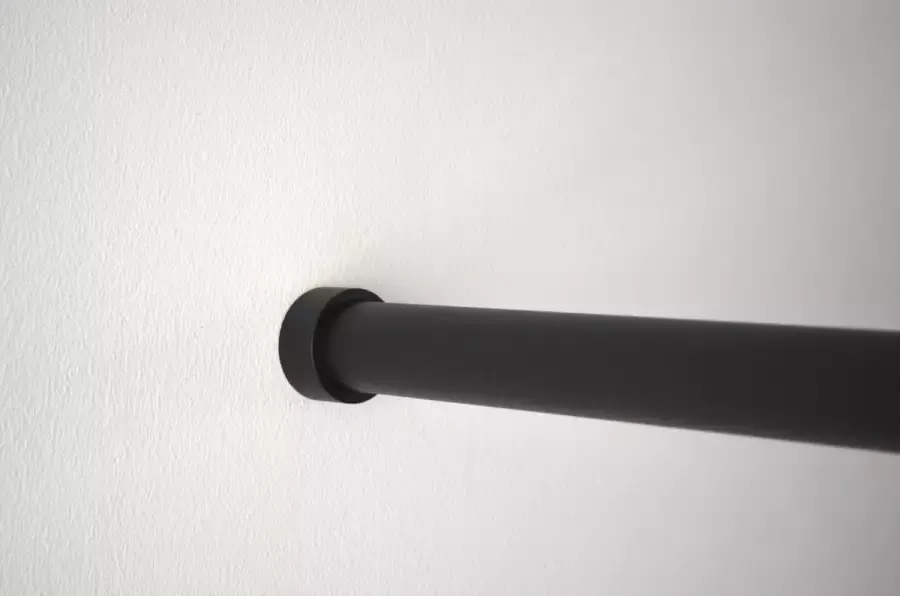 Bekkers RVS Zwarte garderobe stang kapstok voor tussen twee muren (135-155 cm)